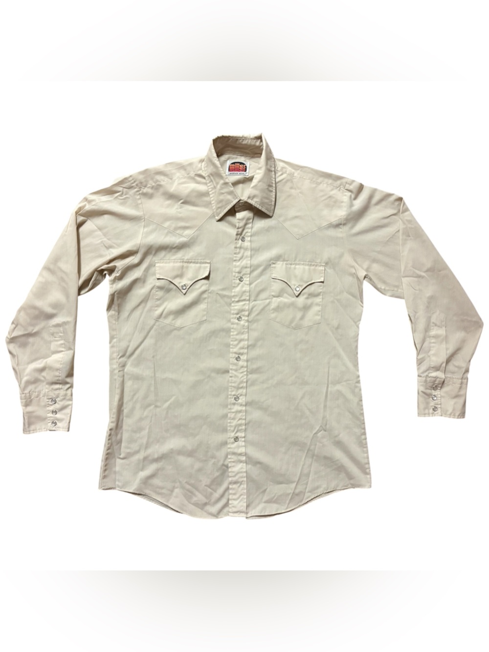 Vtg Miller Western Mens Cream Lightweight Thin Pearl Snap Button Shirt L?
